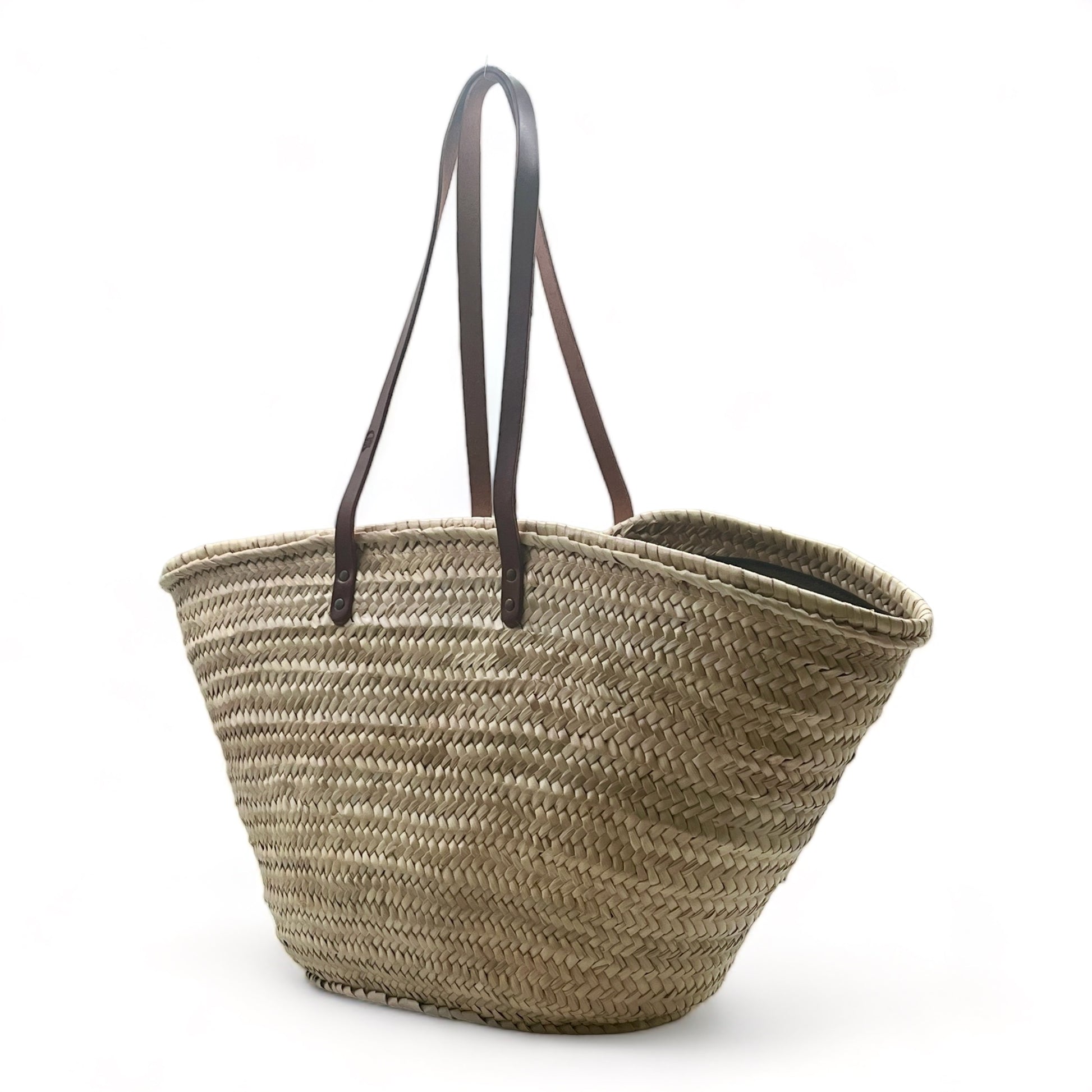 Bolso de palma para hombro con dos asas de cuero y con cremallera, ideal para llevar tus esenciales con estilo.