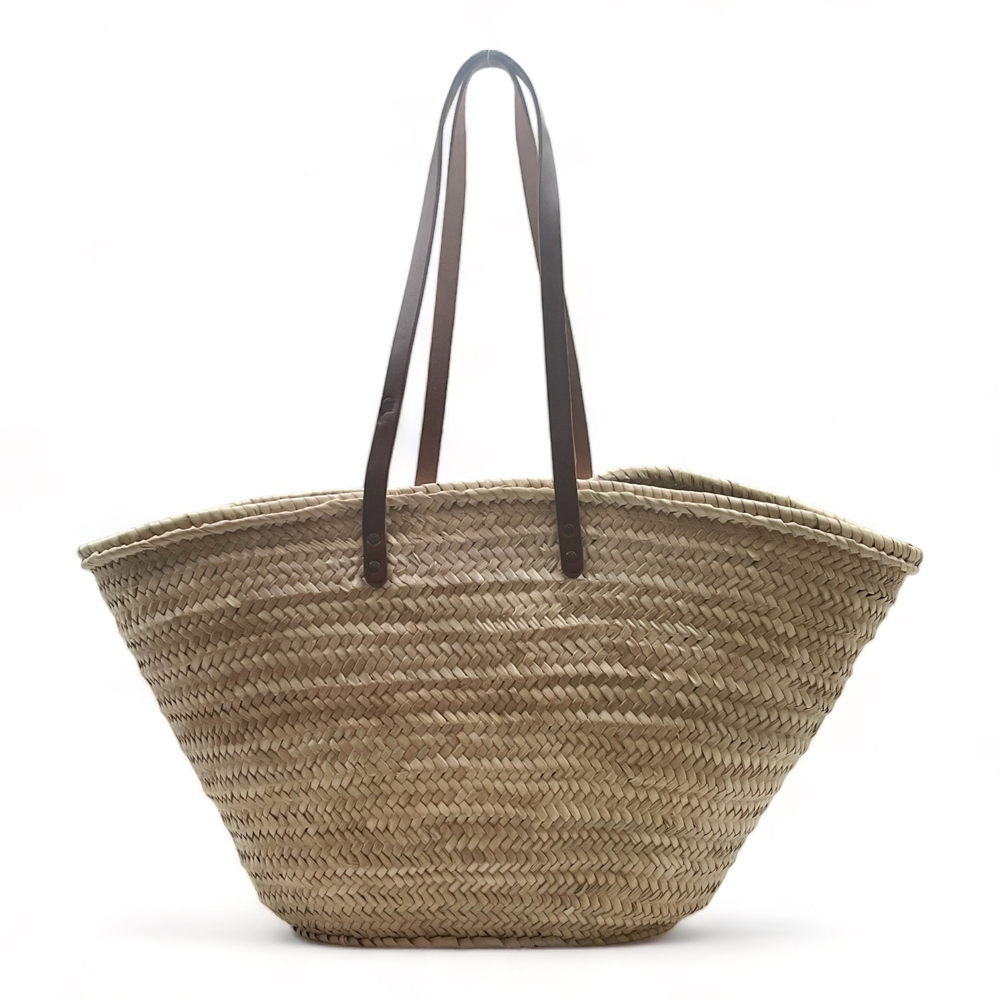 Bolso de palma para hombro con dos asas de cuero y con cremallera, ideal para llevar tus esenciales con estilo.