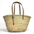 Bolso de paja con doble asa de cuero, estilo capazo, perfecto para el uso diario y la playa.