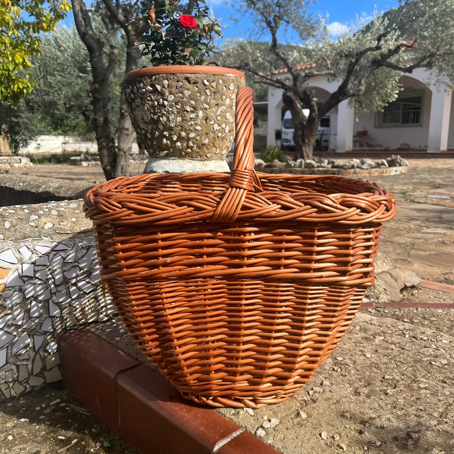 Cesta de Mimbre con forma Triangular ideal para almacenamiento