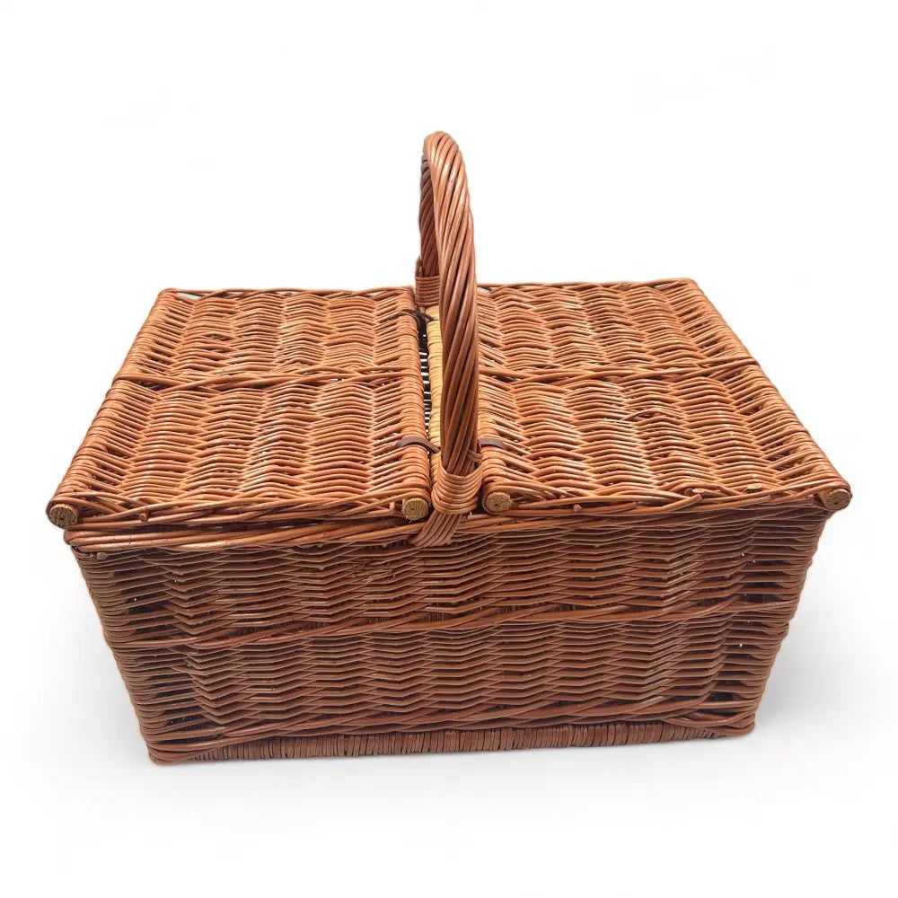 Cesta con doble Tapas Grande de Mimbre Rectangular