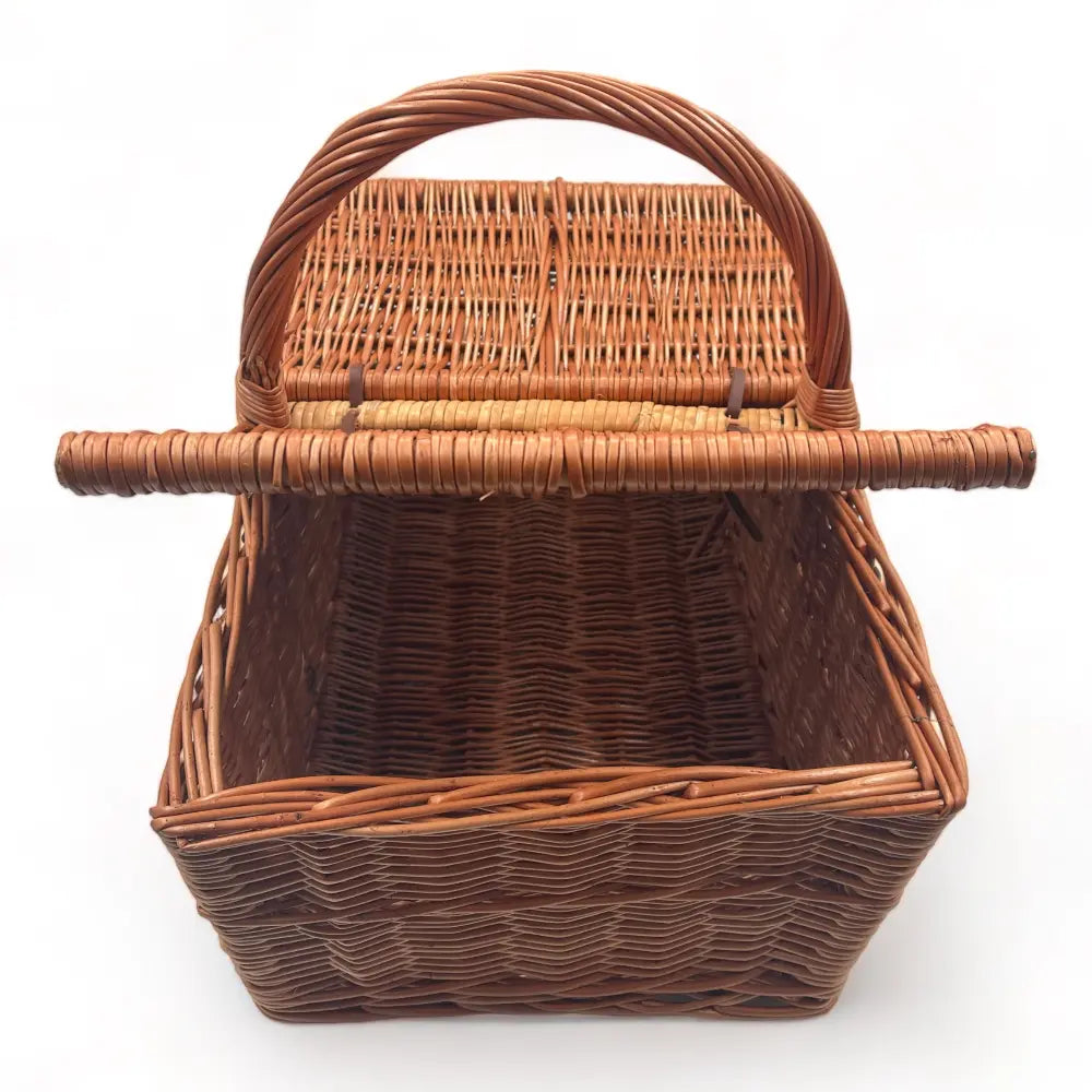 Cesta con doble Tapas Grande de Mimbre Rectangular