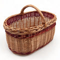 Cesta de mimbre grande con asa, perfecta para almacenamiento y decoración de setas, tamaño mediano y forma ovalada.