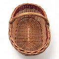 Cesta de mimbre grande con asa, perfecta para almacenamiento y decoración de setas, tamaño mediano y forma circular.
