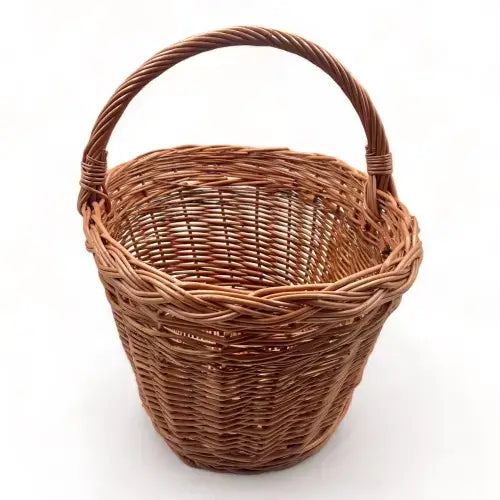Cesta de mimbre grande para setas, artesanal de mimbre nacional, tamaño 24 cm alto y 47 cm largo.