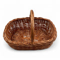 Cesta de mimbre rectangular ideal para recolectar setas, con dimensiones de 42x27x16 cm.