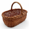 Cesta de mimbre rectangular grande ideal para la recolección de setas, de 42x27x16 cm.