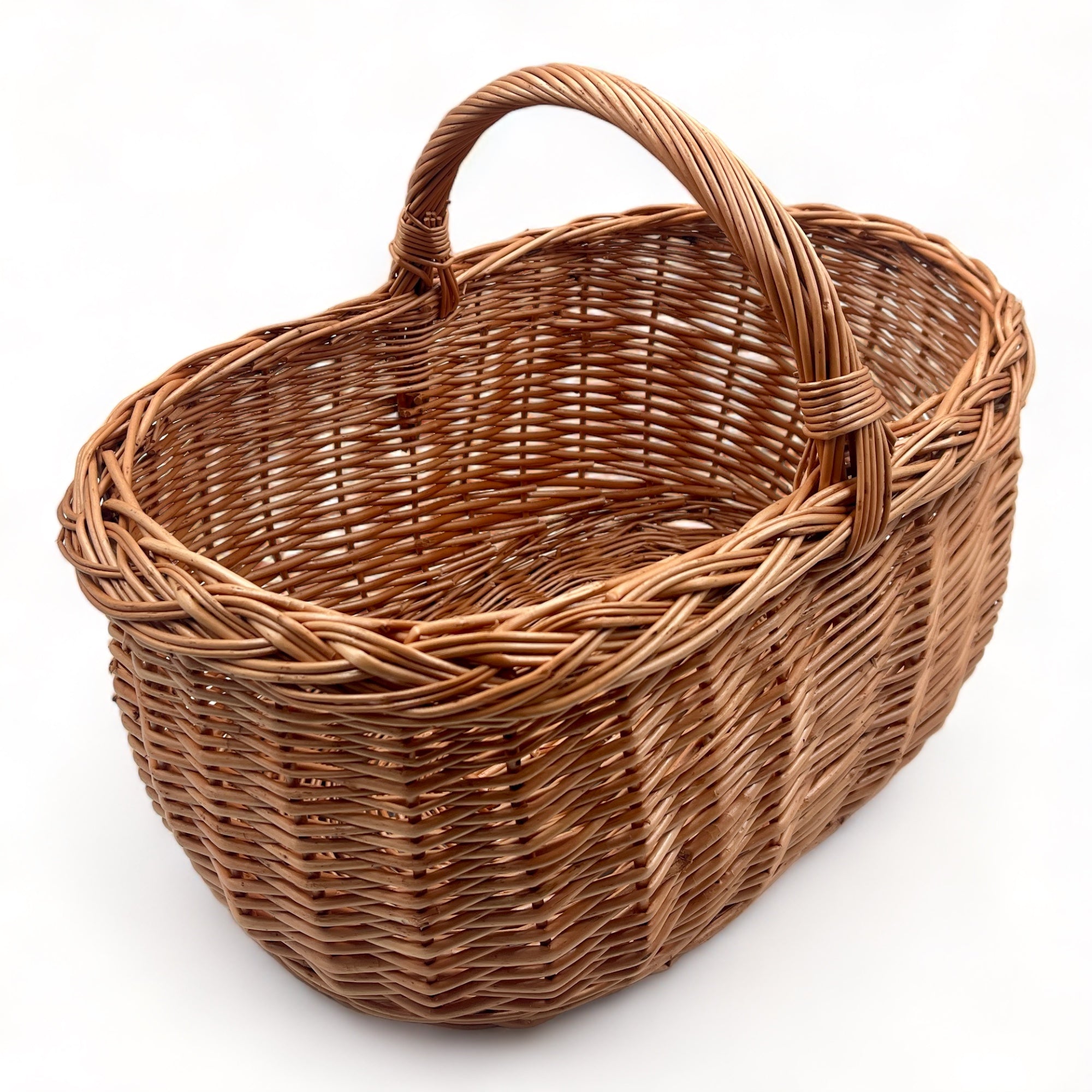 Grand panier en osier avec poignée ovale pour le rangement et la décoration