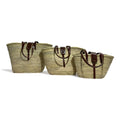 Bolso de playa de palma con asas de cuero, con cremallera y cierre de solapa, ideal para llevar tus esenciales con estilo.