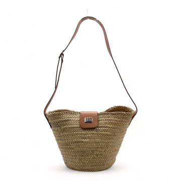 Bolso de palma de hombro con asa regulable y cremallera